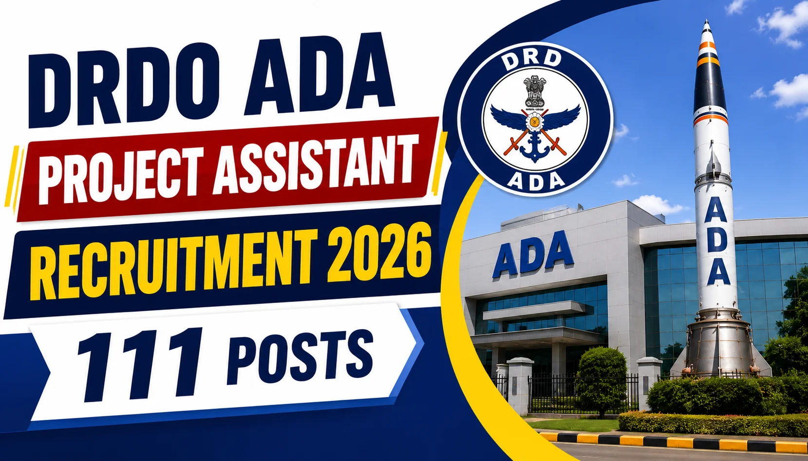 DRDO ADA Project Assistant Recruitment